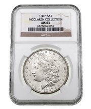 1887 Plateado Morgan Dólar Graduado Por NGC Como MS-63 Mclaren Collection - $174.13