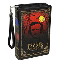 Black Vinyl Edgar Allen Poe Stories &amp; Poetry Book Handbag Novelty Crossbody Bag - £38.65 GBP