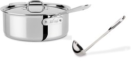 All-clad D3 Stainless  3-ply Bonded 6-qt Deep Saute Pan with Lid &amp; 14in Ladle - £117.38 GBP