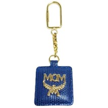 MCM Blue Pebbled Leather Square Keychain/Bag Charm - Boxed - $929.54 MXN