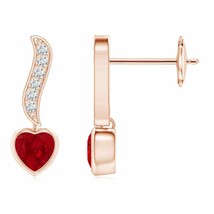 Authenticity Guarantee 
ANGARA Heart-Shaped Ruby and Diamond Swirl Drop Earri... - £705.27 GBP