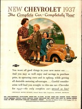 1937 Chevrolet Master Deluxe Yellow 4-door Sedan Vintage Ad mother and c... - $25.05