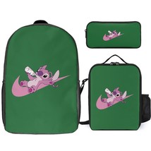 Stitch Backpack Disney Cartoon Printed Three-Piece School Backpack Lunch Bag Pen - £39.49 GBP