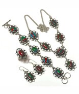 Multi Color Rainbow Calsilica Gemstone 925 Silver Overlay Handmade Jewel... - $58.74 CAD