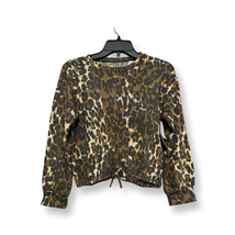 Treasure &amp; Bond Girls Pullover Sweater Top Brown Leopard Print Waffle Kn... - $17.59