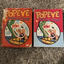 Lot Of 2 A Big Little Book Popeye 1967 Host Ship To Treasure Island Hard &amp; Soft - £14.52 GBP