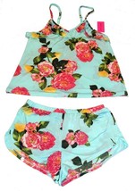 BETSEY JOHNSON 2-Pc BIG SHABBY ROSES Ruffles Shorts &amp; Cami Pajamas Wm&#39;s ... - $34.99+