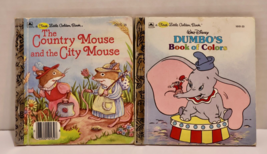 First Little Golden Book Lot of 2 Country Mouse City Mouse &amp; Dumbo Colors Vtg 6&quot; - £5.44 GBP
