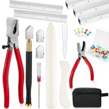 58 Pcs Stained Glass Supplies Glass Cutter Kit Including 8 Pcs Layout Block Syst - £48.78 GBP