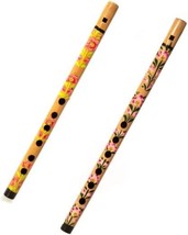 Decorative Traditional Handmade Wooden Bamboo Flute Basuri Indian, Set Of 2). - £34.45 GBP
