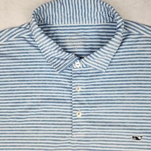 Vineyard Vines Performance Polo Shirt Mens 2XL Blue White Striped Whale ... - $34.64