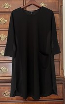 Comfy USA black pocket swing dress stretch S 3/4 sleeve scuba contrast r... - $24.72