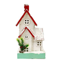 Christmas Log Cabin w/ Red Roof &amp; LED Lights - 19x10x36.5cm - $46.97