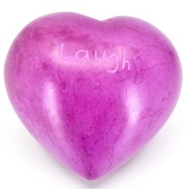 Vaneal Group Hand Carved Soapstone 2-Sided &quot;Laugh&quot; Fuchsia Heart Paperweight - £7.95 GBP