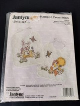 Vintage Janlynn Suzy's Zoo 1994 Stamped Cross Stitch Bibs Rabbit Duck USA READ - $14.84
