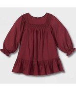 Toddler Girls&#39; 3T Solid Crochet Long Sleeve Dress - Cat &amp; Jack Burgundy NWT - $17.76 CAD