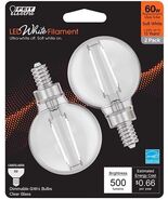 Filament LED Bulb G16.5 E12 Soft White 500 lm 3.2"x1.9" Feit BPG1660927W... - $10.88
