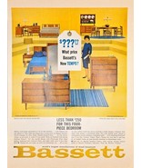 BASSETT Bedroom Furniture - Home Decor - 1962 Vintage Print Ad - $11.82