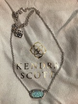 Kendra Scott Elisa Pendant Necklace for Women Light Blue Drusy - £39.46 GBP