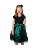 new Girl&#39;s HOLIDAYS DRESS sz 10 green black velvet tule Party Christmas ... - $524.96 MXN
