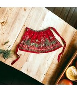 Vintage Christmas Red Half Apron w/Animals and Christmas Trees Holly Dno... - €22,24 EUR