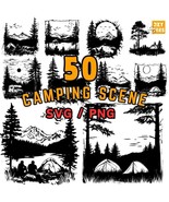 50 Camping Scene SVG PNG Bundle, Wilderness Outdoor SVG Cut Files, Mount... - €2,54 EUR