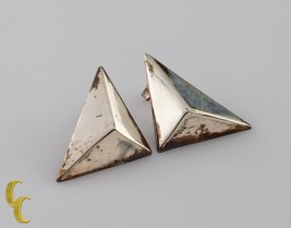 925 Sterling Silver 3D Geometric Triangle Earrings - £51.81 GBP