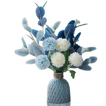 artificial flowers in vase pots ceramic flowerpot blue Flowers Bouquet - £42.77 GBP