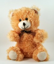 Greenbrier Plush Teddy Bear Golden Color Brown Bow  - $8.99