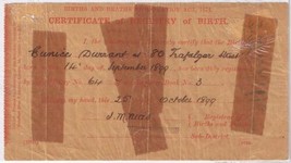 Vintage 1899 Certificate Of Registry Of Birth West Brighton UK 3 1/2&quot; x ... - $3.52