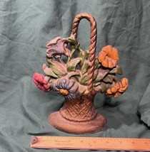 Antique Cast Iron Floral Basket Doorstop Appears to be Hubley #120 ~9.5&quot;... - £111.50 GBP