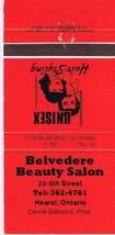 Matchbook Cover Belvedere Beauty Salon Hearst Ontario Cecile Gaboury Red - £3.12 GBP