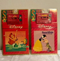 Vintage Disney the Little Mermaid &amp;snow white Read-Along Story Book &amp; Ta... - $19.79