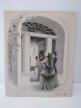 Mid Century Modern Christmas Greeting Card Signed PCN Vintage Grinnell 1945 - $8.90