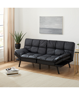 Memory Foam Futon with 72&quot; Black Faux Leather - $338.82 CAD