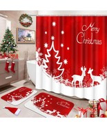 Christmas Snowman Ball Snowflakes Bathroom Set With Shower Curtain And R... - $50.99