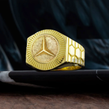 Gold Mercedes Ring, Mercedes Benz ring 925 sterling silver latest design Jewelry - £62.91 GBP