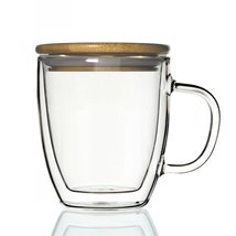 Double-walled Borosilicate Glass Mug for Infusing Coffee, Milk, Tea (15 Oz Bambo - $12.69