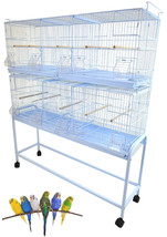 X-Large 2 Of Galvanized Triple Breeding Bird Cages Double Center Divider W/Stand - £278.36 GBP