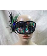 Glitter Harlequin Eye Mask w/ Peacock Feathers Masquerade Ball Venetian ... - €12,61 EUR