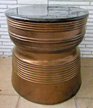 Vintage Asian Bronze Rain Drum Black Terra Cotta Top Table - $27,602.61 MXN