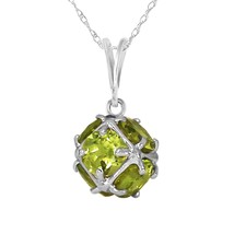 3.30 Carat 14K Solid White Gold Peridot Necklace Certified Imperial 14&quot;-24&quot;  - £296.78 GBP