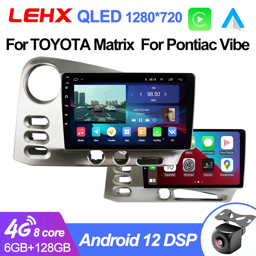 LEHX L6Pro Android 12 Car Radio For PONTIAC Vibe 2003 2004 For Toyota Co... - $121.81+