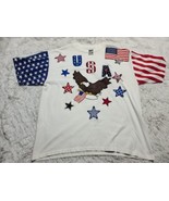 DIY USA XL Eagle Map T-Shirt Single Stitch Flag Sleeves LA Sportswear Pa... - £6.28 GBP