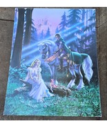 Sue Dawe Print Fantasy 16x20 Vintage 80s Lady Knight Horse Fairy Mythical - $545.59 MXN