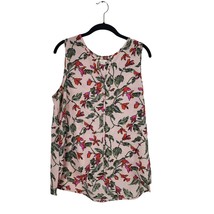 C&amp;E Tank Top XL Womens Light Pink Floral Design Key Hole Sleeveless Blouse - £12.16 GBP