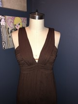 Guess Womens Brown Empire Waist V Neck Maxi Dress with Bead Accent $128 ... - £23.48 GBP