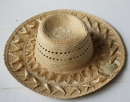 women Natural straw hat size 6 3/4 (54cm) Handmade in Guatemala 4&quot; wide ... - $11.59