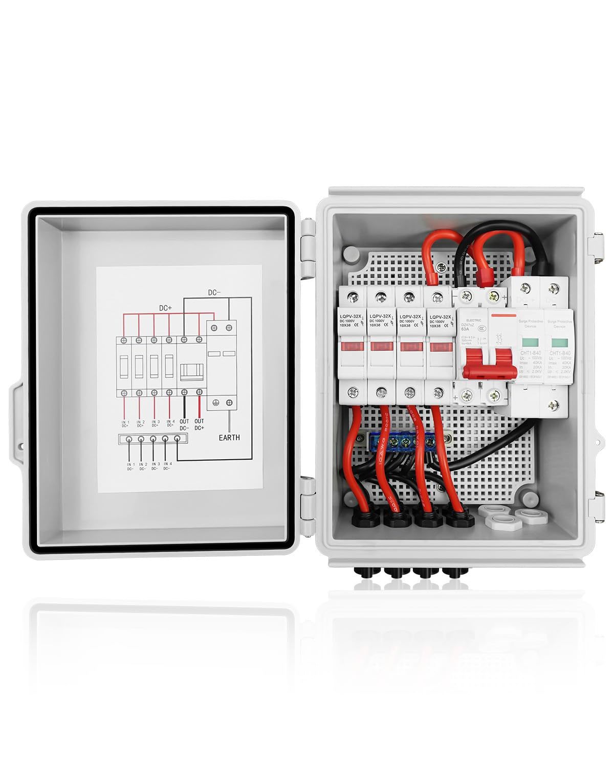 Solar Combiner Box for On/Off Grid Panel System, 4 String PV Combiner...  - $126.11