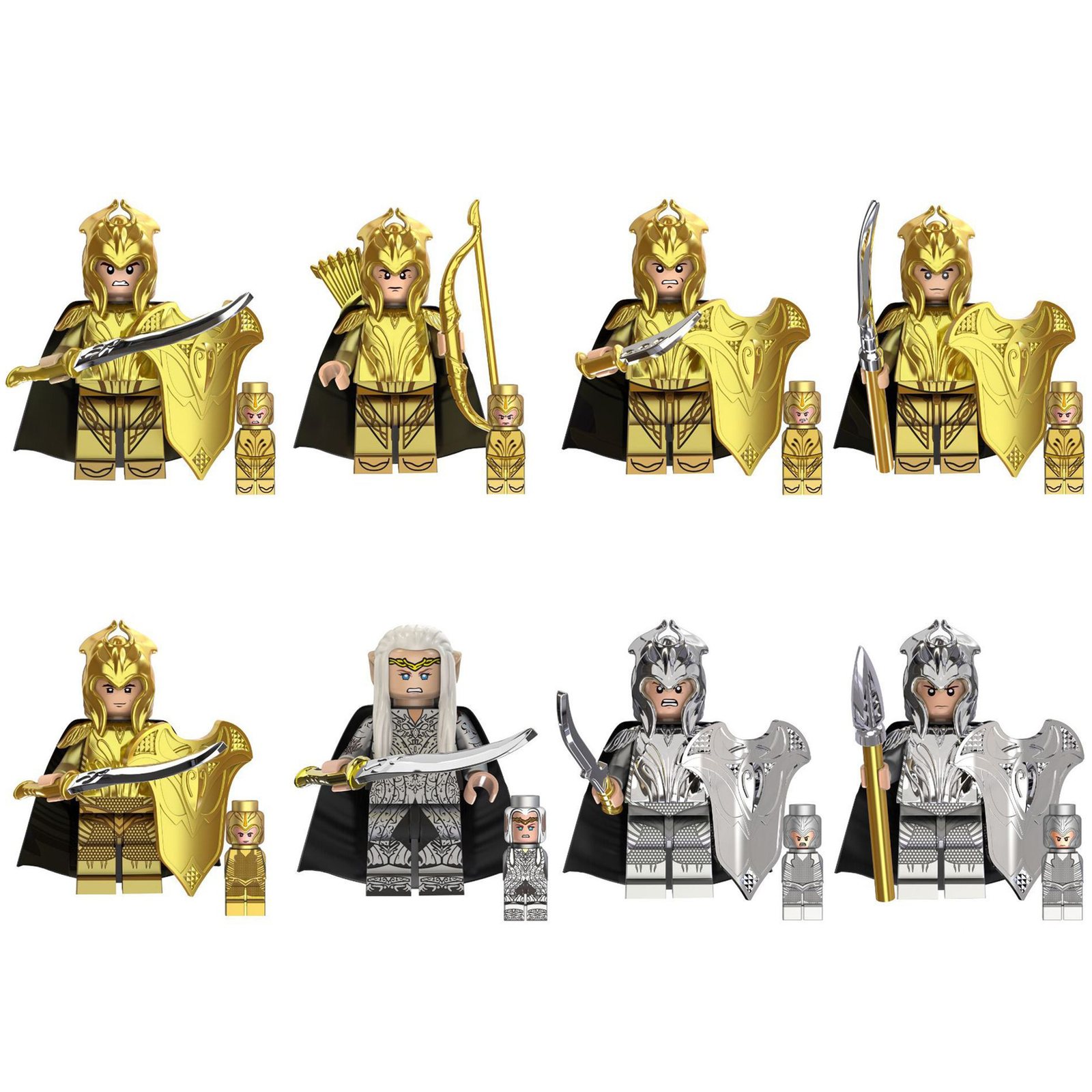 8Pcs Lord of the Ring Minifigures Haldir Elrond Thranduil Elven Warrior Blocks